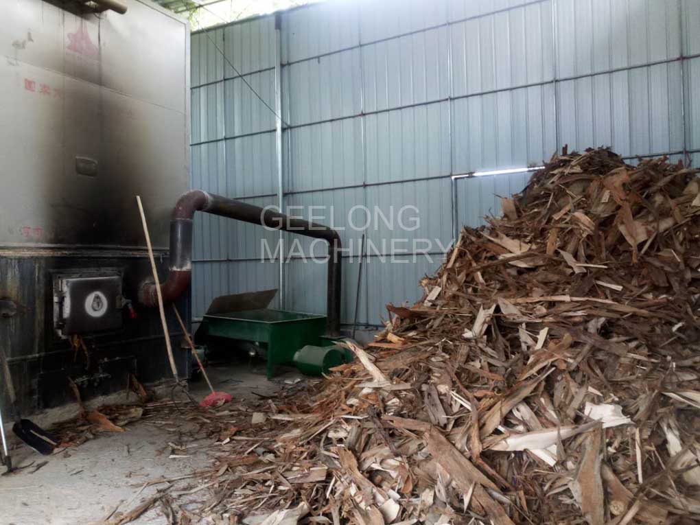 Sanding powder extruding machine connecting with boiler machine
