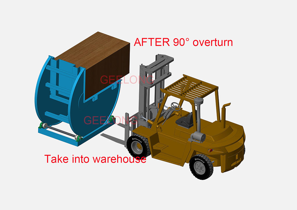 90° board overturning machine for container board unloading